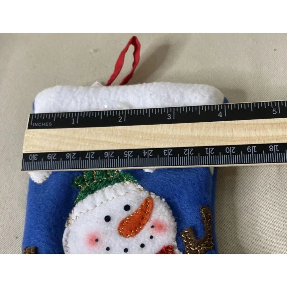 Christmas Holiday Blue Small Snowman Winter Stocking NEW 6‎ Inch